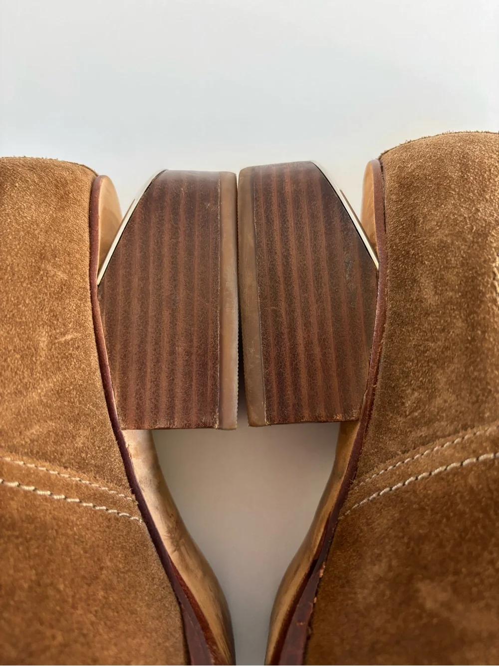 Alexander Wang Kori Suede Lift Heel Oxford Booties Brown Size 38 US8